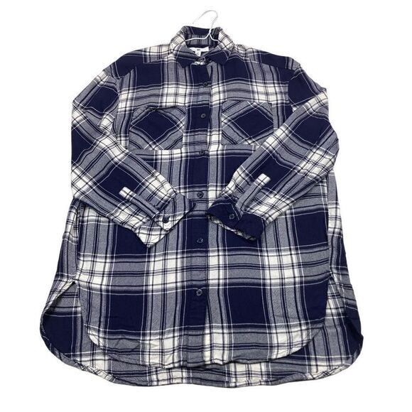 bp Tops - BP Tunic Top Womens Size Extra Small XS Blue Plaid Long Sleeve Button Up